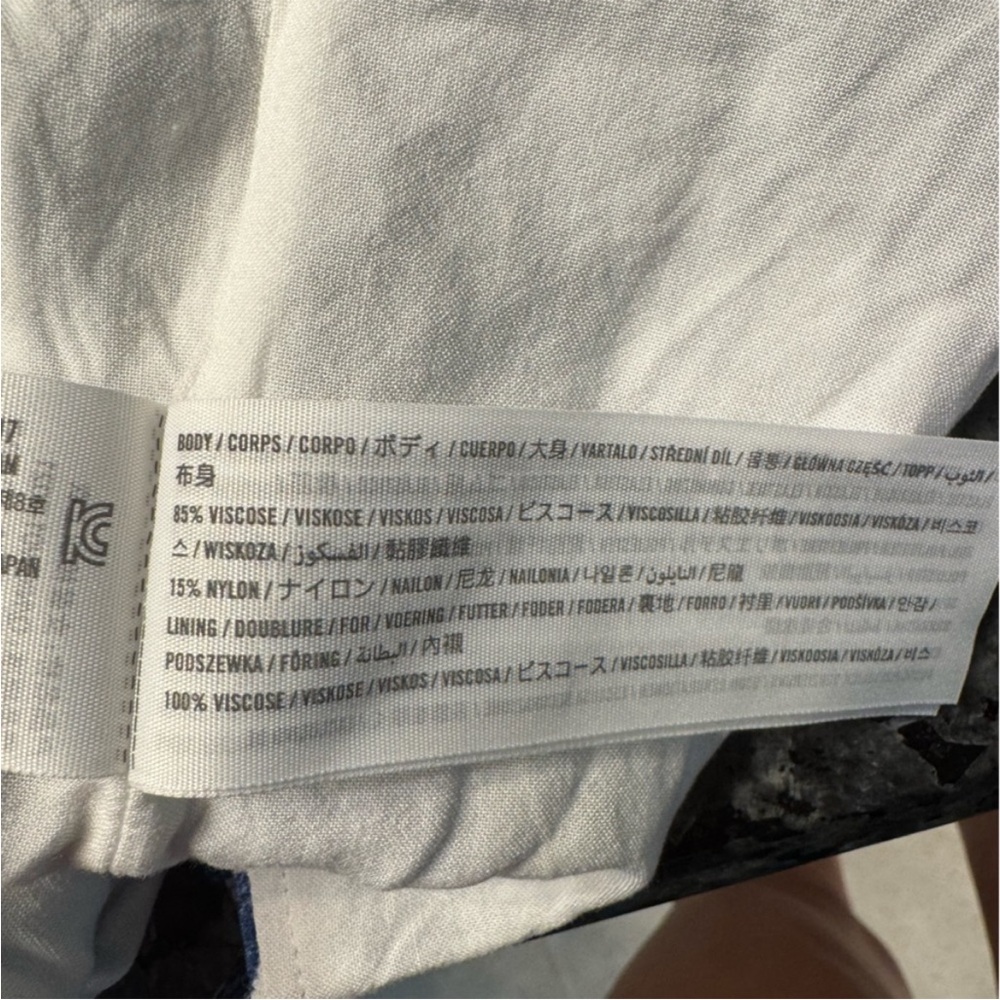 Abercrombie & Fitch Crinkle Textured Squareneck Tank Top Crop blue white M A&F - Picture 6 of 6